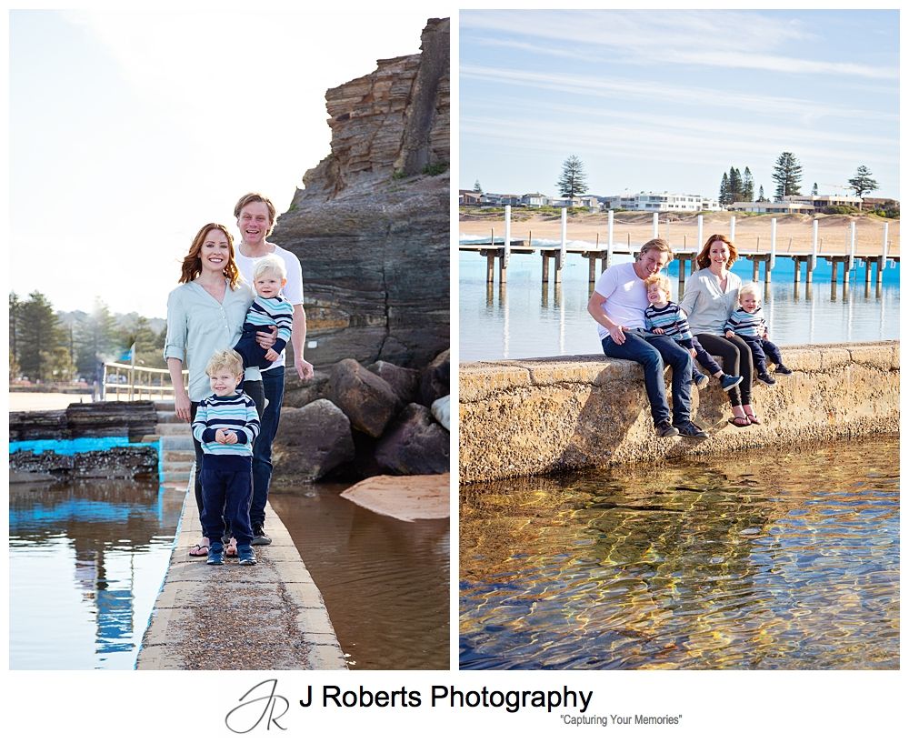 Family Portraits in winter at the beach in Sydney North Narrabeen